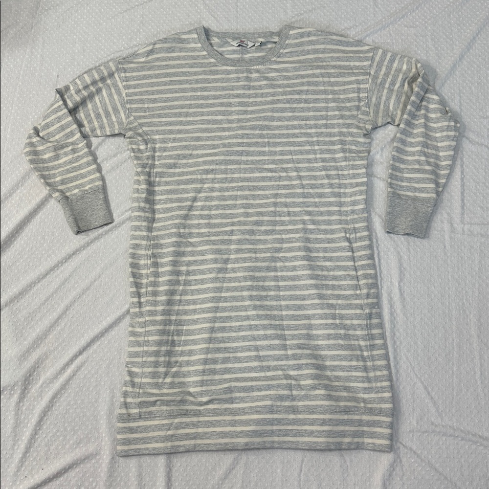VINEYARD VINES Garment-Dyed Striped Long-Sleeve Cotton Knit Dress MEDIUM
